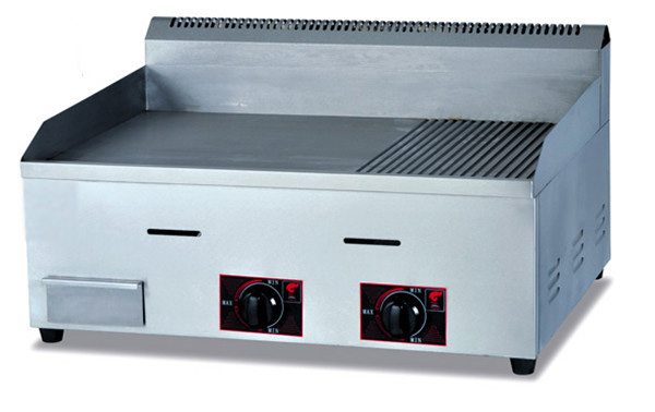 Table top gas griddle ( half grooved ,half flat hot plate)